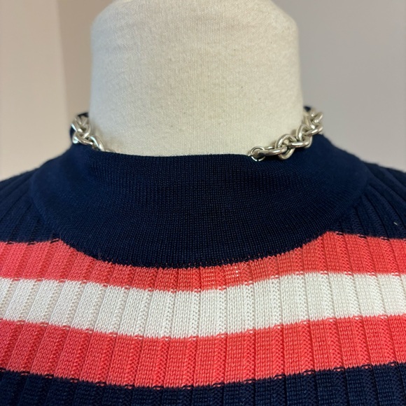 Y2K Women’s multi-color striped mock neck long sleeve ribbed top size M - Picture 4 of 7